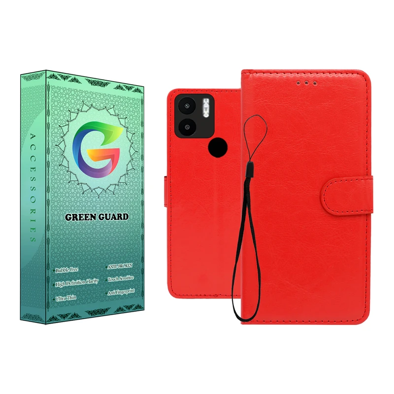کیف کلاسوری گرین گارد طرح چرمی مدل Landing کد 04 مناسب برای گوشی موبایل شیائومی Redmi A1 Plus / A2 Plus / Poco C51 به همراه بند آویز