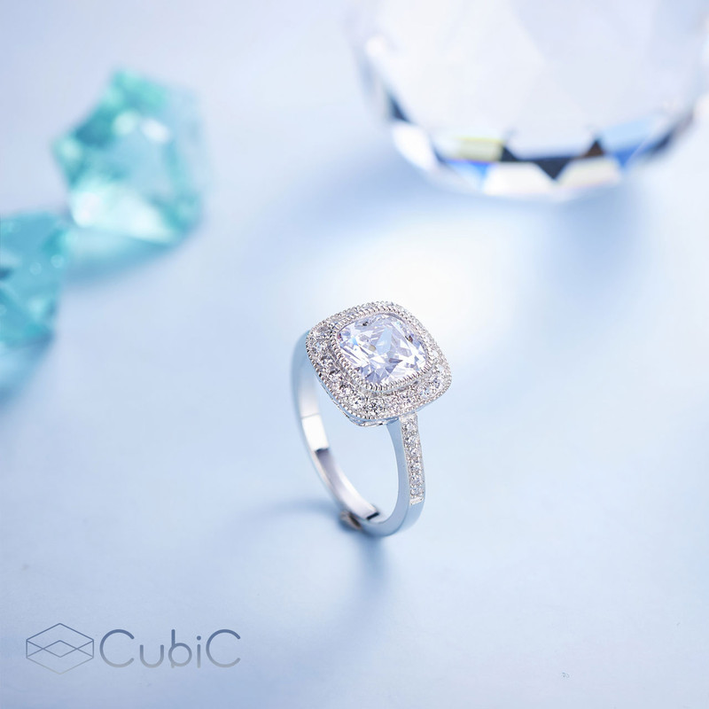 انگشتر نقره زنانه کوبیک مدل QR-5004