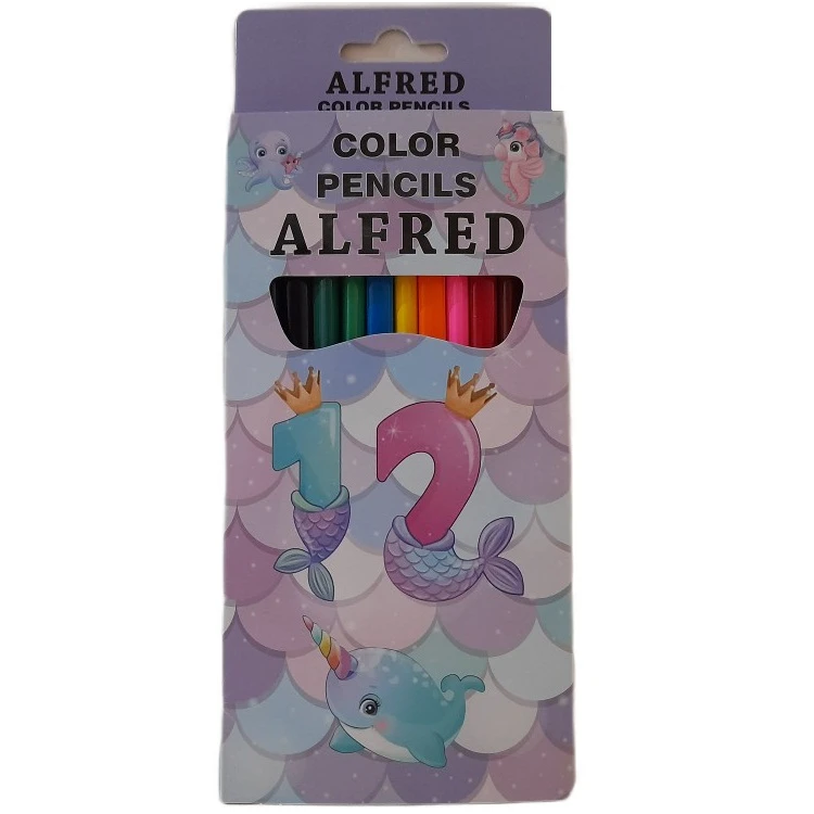 مداد رنگی 12رنگ آلفرد مدل ماهی تک شاخ