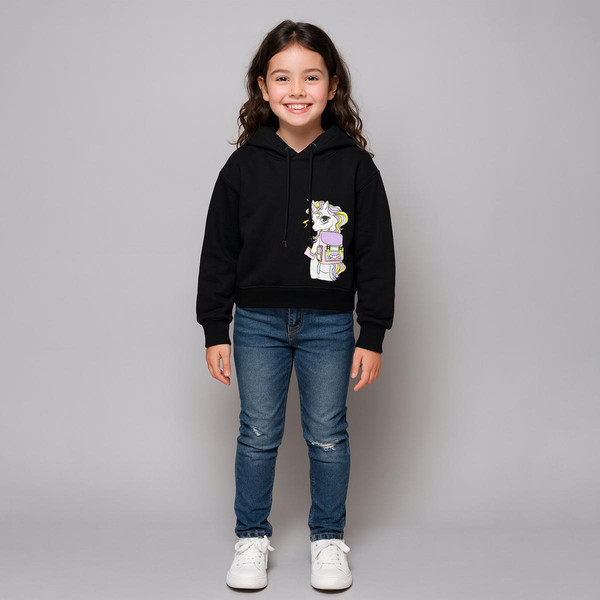 هودی دخترانه سون پون مدل 1246 رنگ مشکی