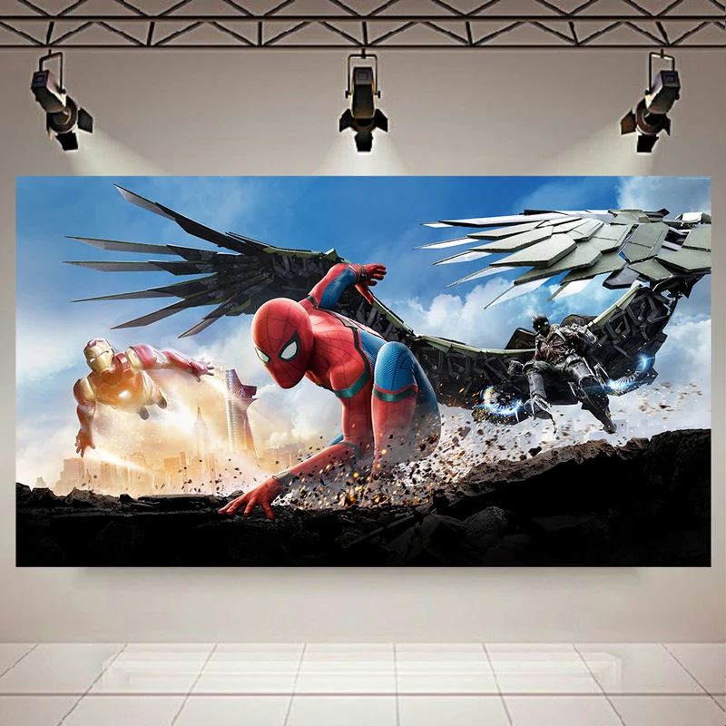 تابلو بوم طرح فیلم سینمایی Avengers مدل مرد عنکبوتی و مرد آهنی کد AR4090