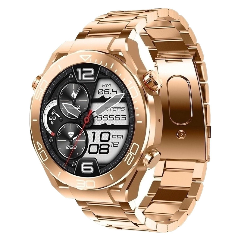 ساعت هوشمند ویرفیت مدل  HW 5 ULTIMATE 51.5 MMدارای قابلیت های صفحه نمایش رنگی، صفحه نمایش لمسی، کنترل سطح اکسیژن خون، قابلیت مکالمه از طریق بلوتوث، بند استیل