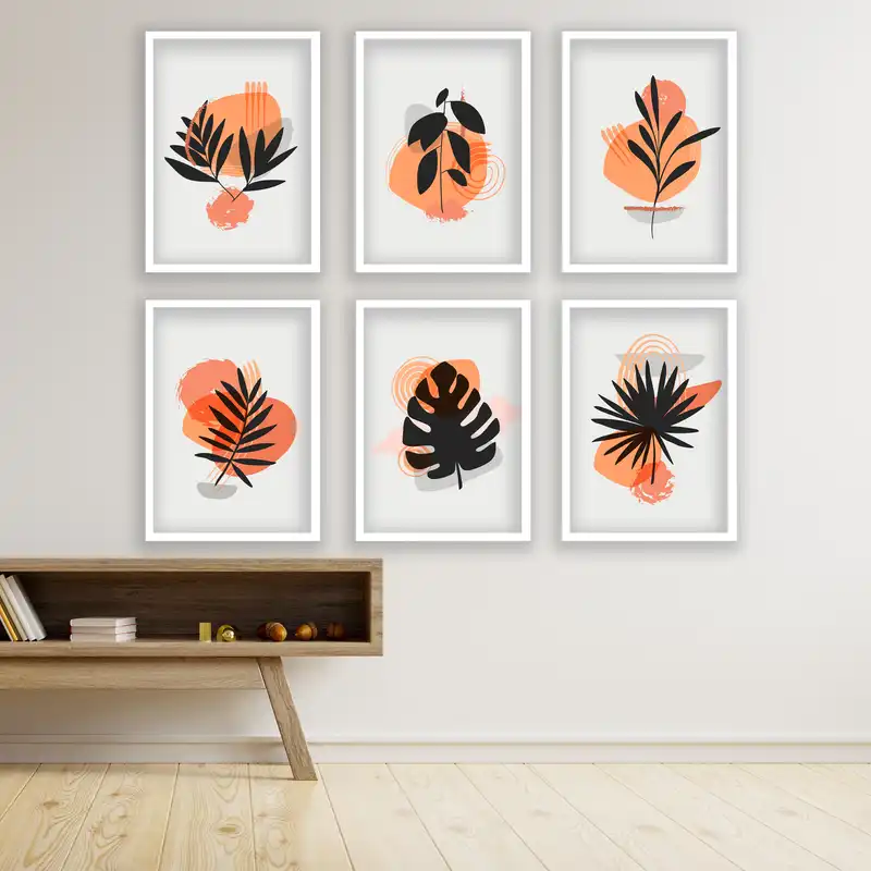 تابلو مدل مینیمال دکوراتیو کد LA-G6013 مجموعه 6 عددی