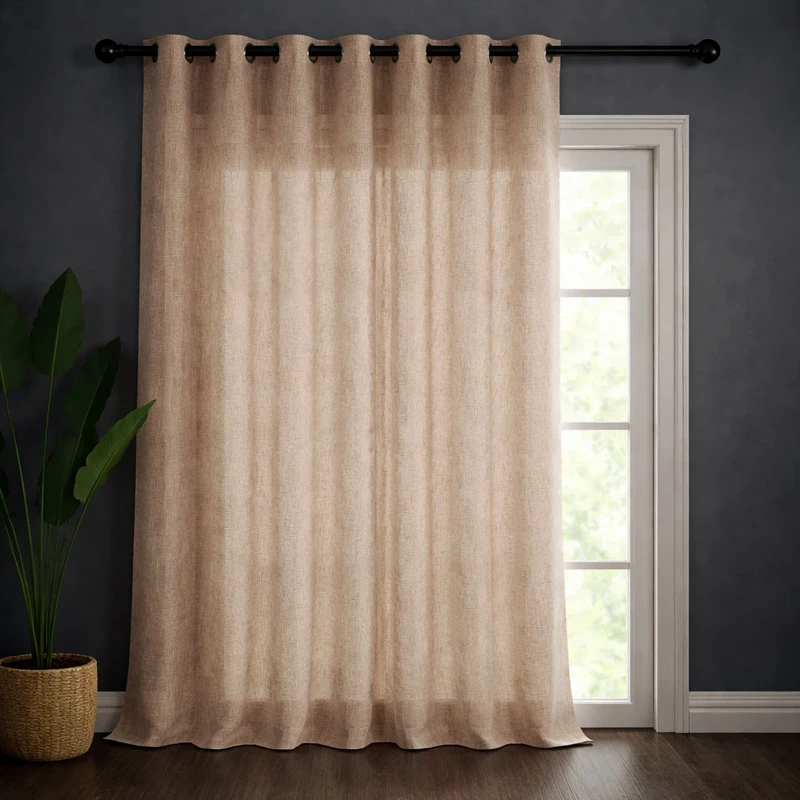 پرده پانچ تیکو دکو مدل حریر کتان ژاکارت طرح محو مدل بدون نیاز به آستر سایز 280 × 300 سانتی‌متر