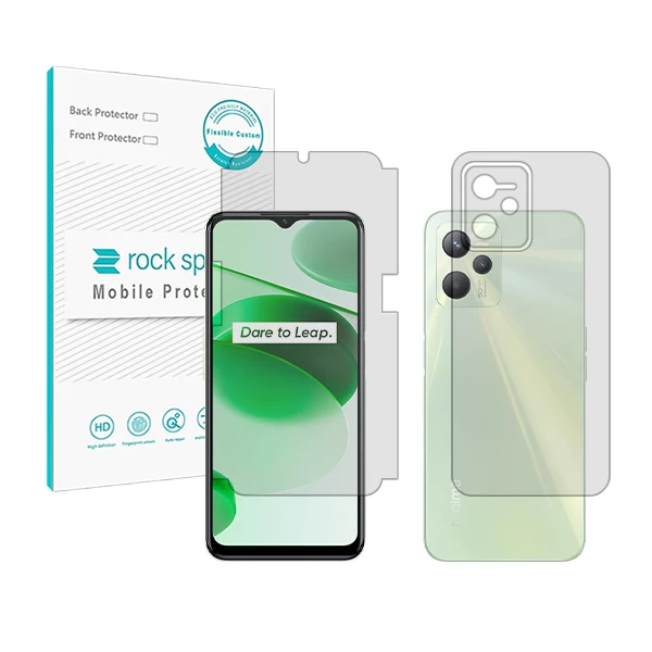 محافظ صفحه نمایش شفاف راک اسپیس مدل HyGEL مناسب برای گوشی موبایل ریلمی C35 به همراه محافظ پشت گوشی