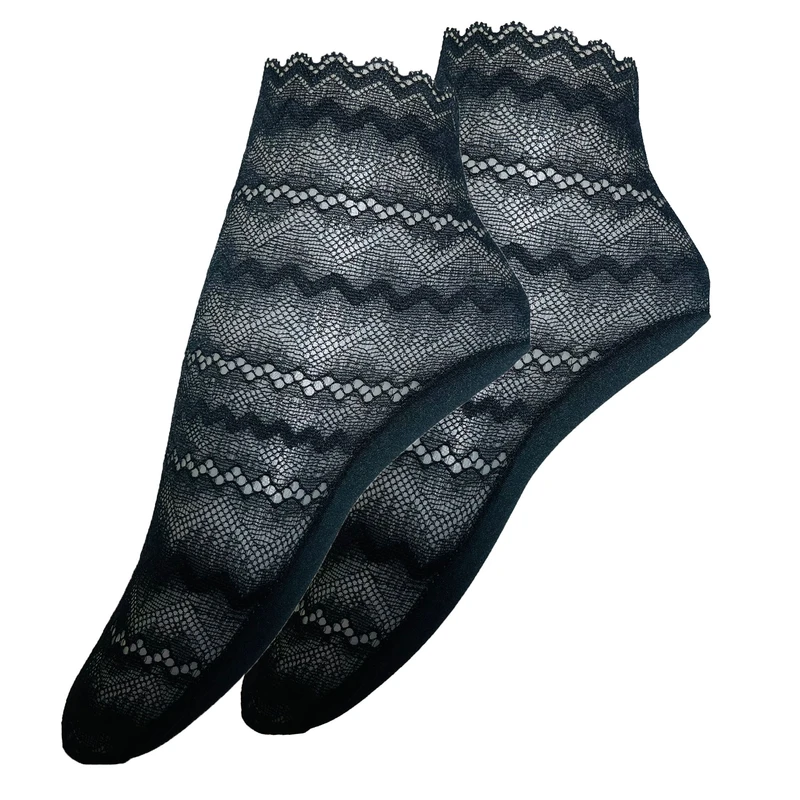 جوراب ساق کوتاه زنانه دون دزا مدل مجلسی گیپور دار کد 004