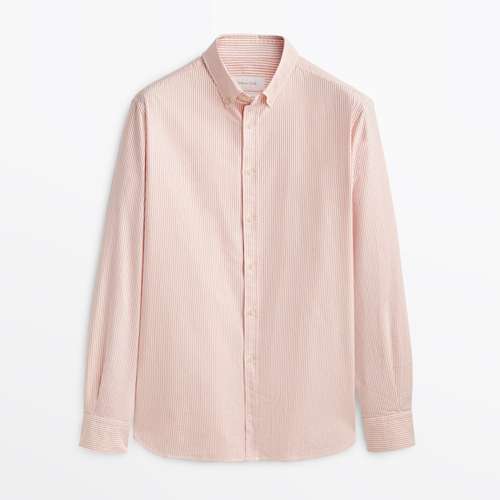 پیراهن آستین بلند مردانه ماسیمو دوتی مدل Regular fit striped cotton oxford shirt