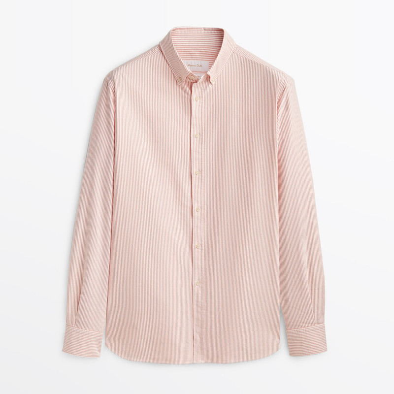 پیراهن آستین بلند مردانه ماسیمو دوتی مدل Regular fit striped cotton oxford shirt
