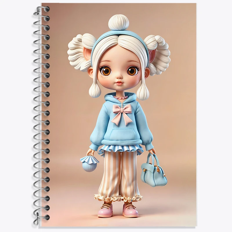 دفتر زبان 50 برگ خندالو مدل سه خط طرح دخترانه کد F6267