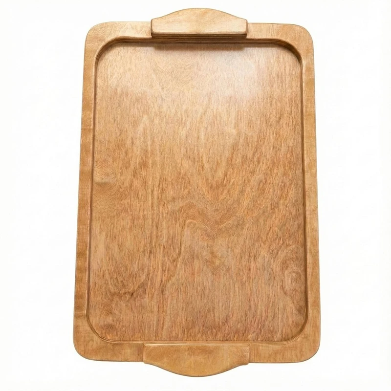 سینی دسته دار مدل چوبی طرح گردویی سایز 30×40 سانتی متر