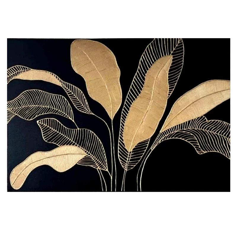 تابلو نقاشی ورق طلا مدل برگ دکوراتیو نقش برجسته کد  a310