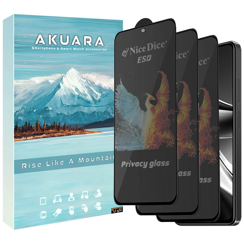 محافظ صفحه نمایش حریم شخصی آکوآرا مدل AKU npv3 مناسب برای گوشی موبایل شیائومی Redmi Note 12 Pro 4G / Redmi Note 12 Pro Plus مجموعه سه عددی
