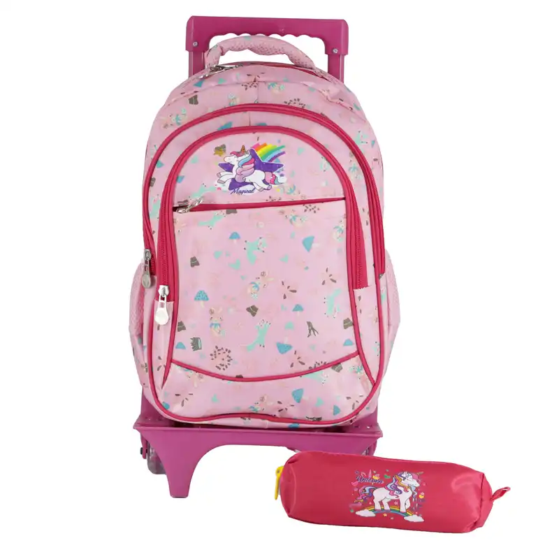 کوله پشتی چرخ دار مدل 702366 به همراه جامدادی