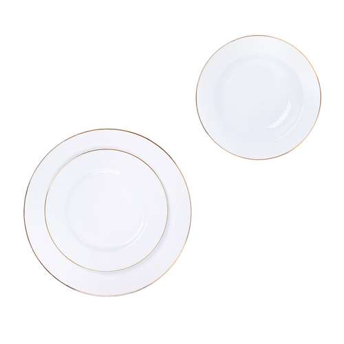 سرویس غذاخوری 18 پارچه شرکت صنایع چینی تقدیس مدل خط طلا 208