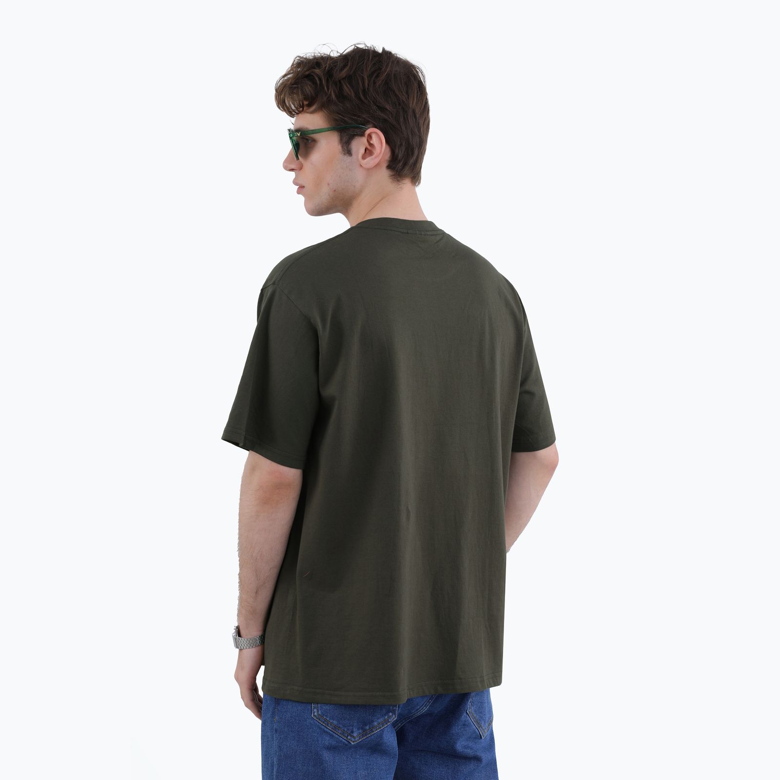 تی شرت آستین کوتاه مردانه پاتن جامه مدل  نخی 331621030002999 رنگ سبز تیره -  - 6
