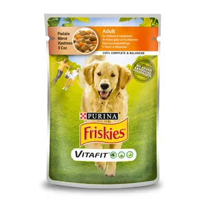 پوچ سگ فریسکیز مدل مرغ و هویج وزن 100 گرم