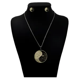 نیم ست نقره زنانه دلی جم زنانه طرح یین و یانگ کد D 472