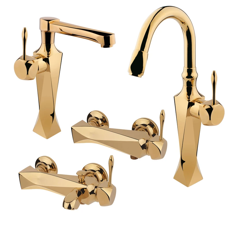 ست شیرآلات سانیا مدل اهرمی الماس مجموعه 4 عددی