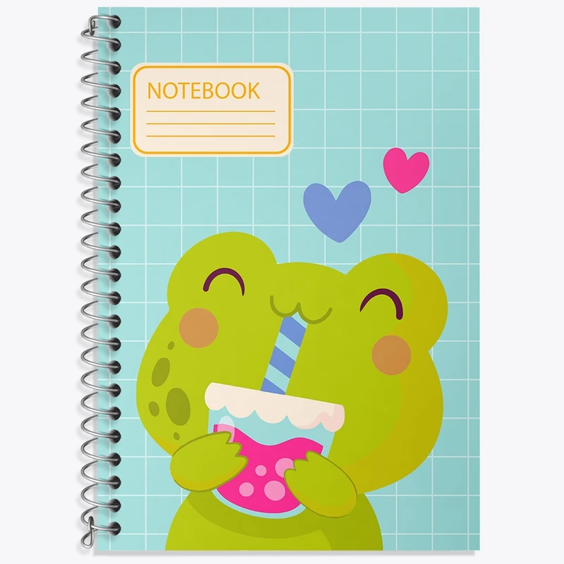 دفتر زبان 50 برگ خندالو مدل سه خط طرح قورباغه کد N206