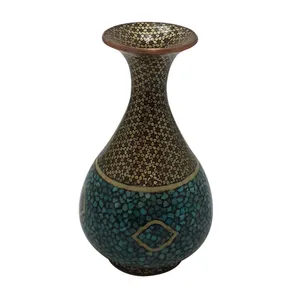 گلدان خاتم کاری مدل فیروزه کوبی ترکیبی کد 023