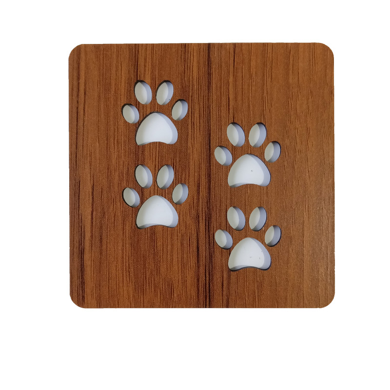 زیر لیوانی مدل مربعی طرح پنجه گربه مجموعه 4 عددی
