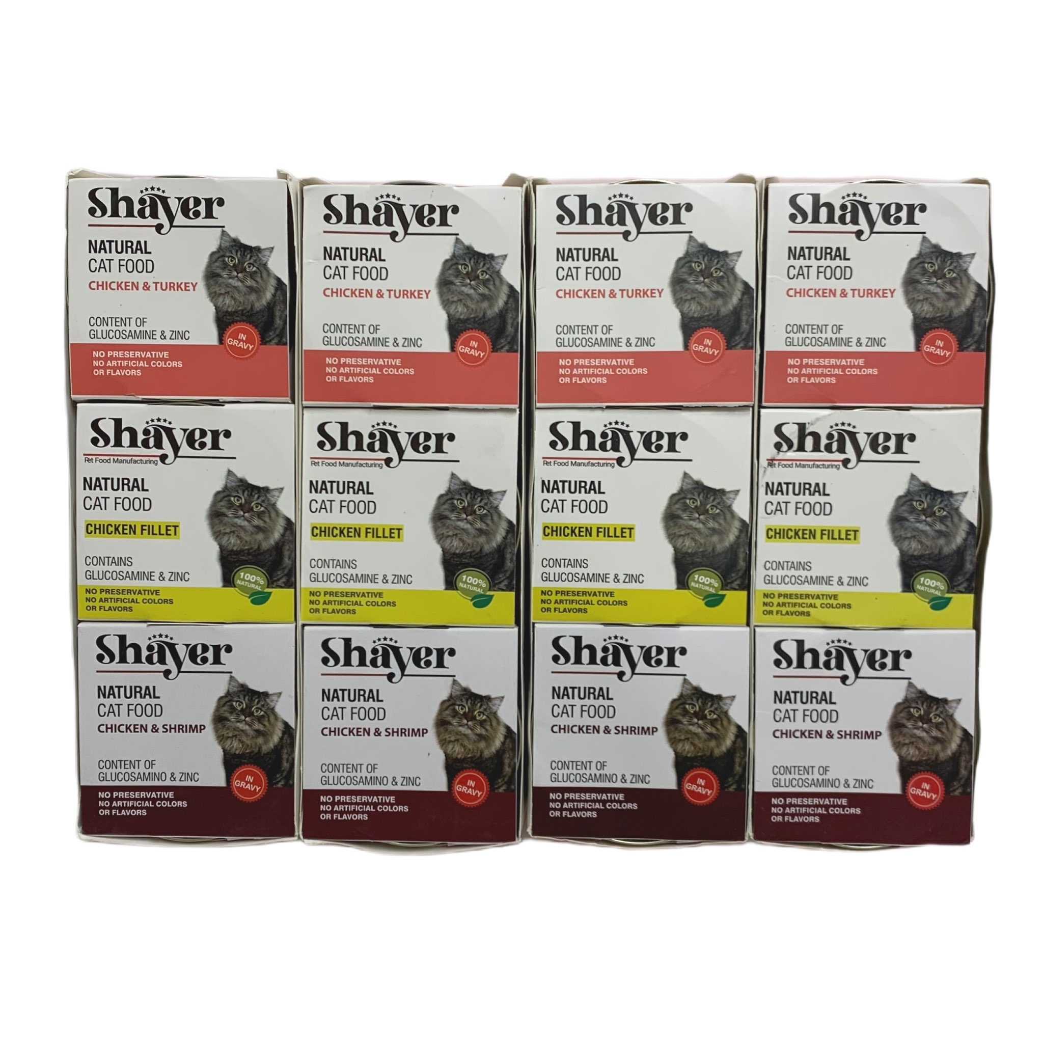 کنسرو غذای گربه شایر مدل مرغ و ماهی وزن 110 گرم بسته 12 عددی