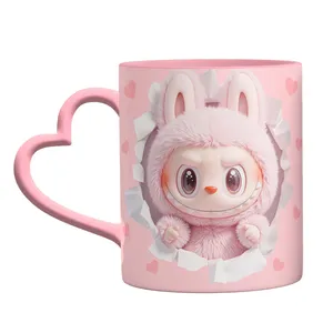 ماگ مدل لبوبو LABUBU دسته قلبی کد 9203