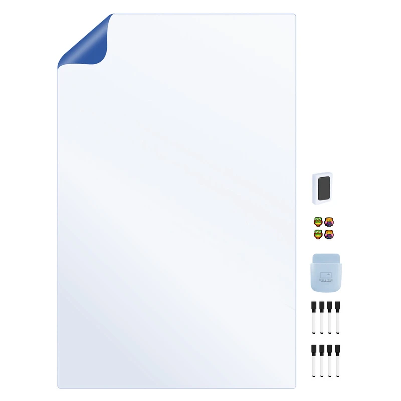 تخته وایت‌برد هوم اند فریج مدل CLASSROOM H&F سایز 100x60x0.06 سانتی‌متر به همراه ماژیک، مگنت، هولدر و تخته پاک کن مجموعه 15 عددی