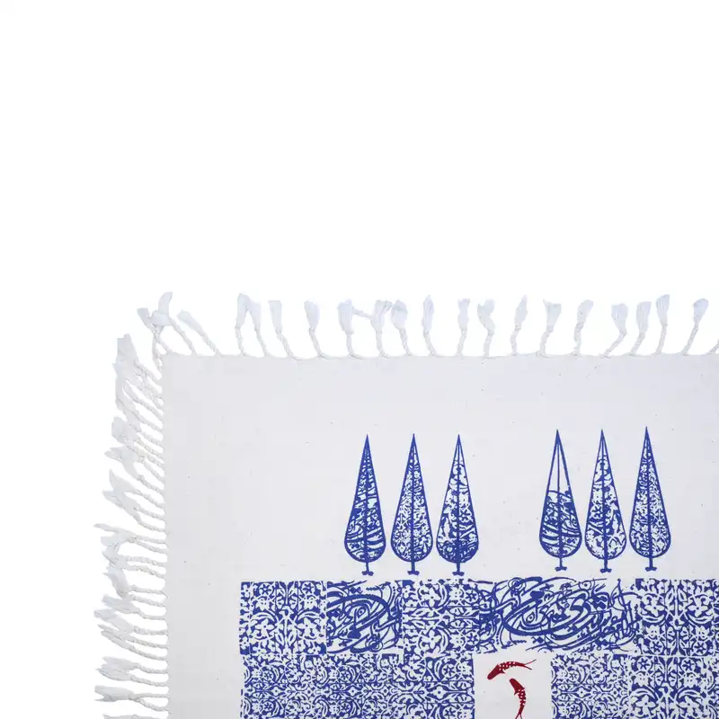 رومیزی چاپ دستی مدل سرو و ماهی کد 175