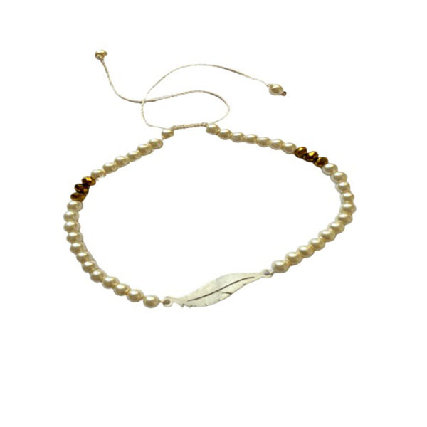 پابند نقره زنانه مدل برگ پابند نقره زنانه مدل برگ