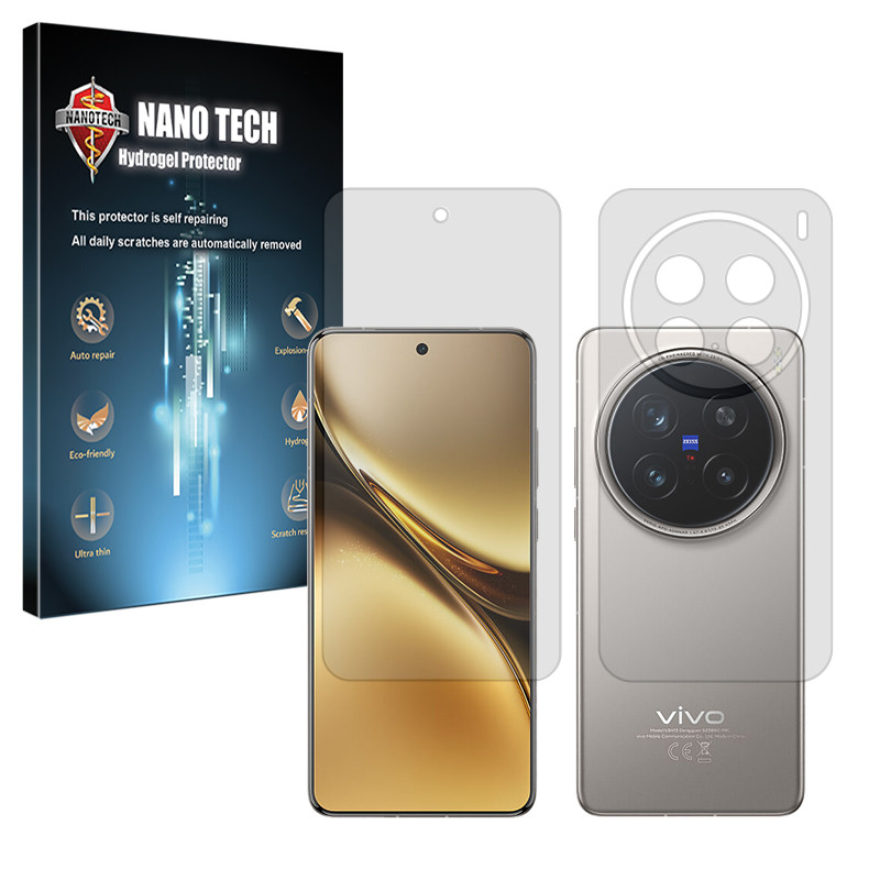  محافظ صفحه نمایش شفاف نانو تک مدل Tough مناسب برای گوشی موبایل ویوو X200 Pro به همراه محافظ پشت گوشی 