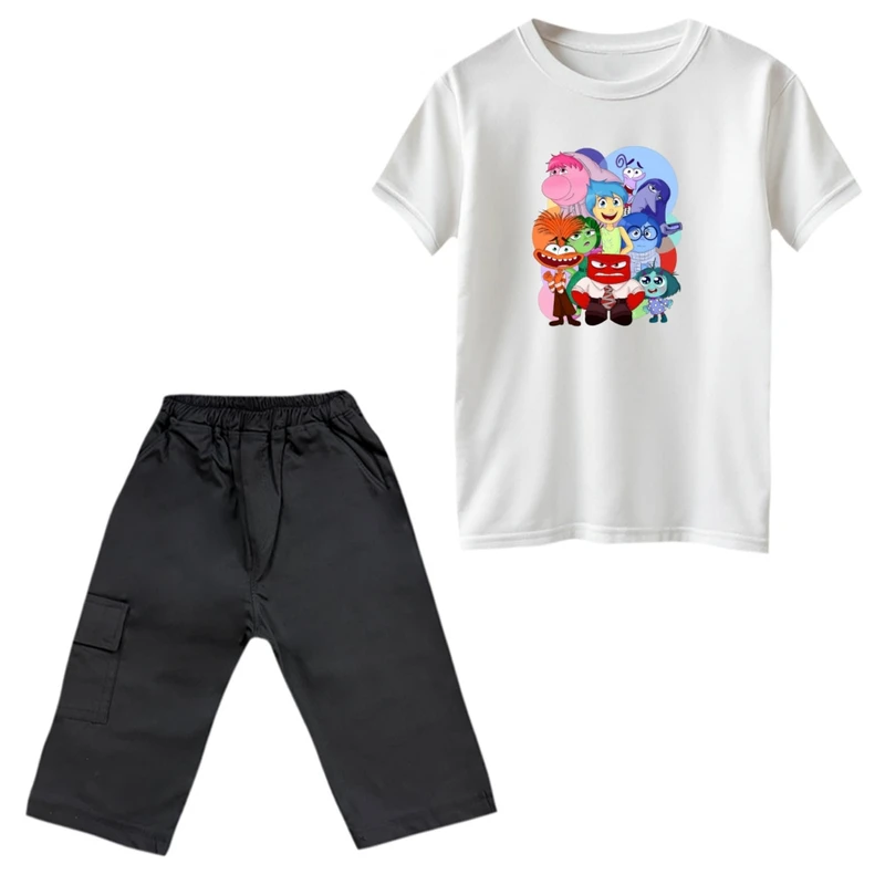 ست تی‌شرت و شلوارک دخترانه مدل درون و بیرون کد 02