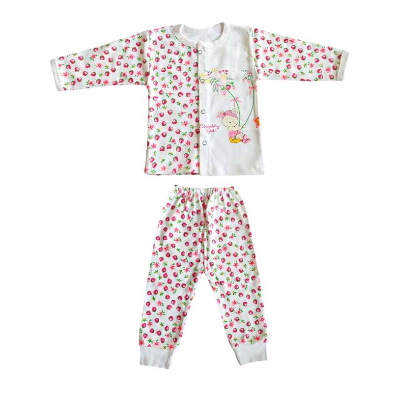 ست شومیز و شلوار نوزادی مدل توت فرنگی