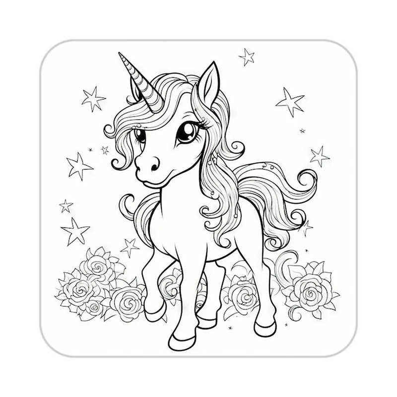 زیر لیوانی کاکتی طرح اسب تک شاخ و یونیکورن مدل mp31963