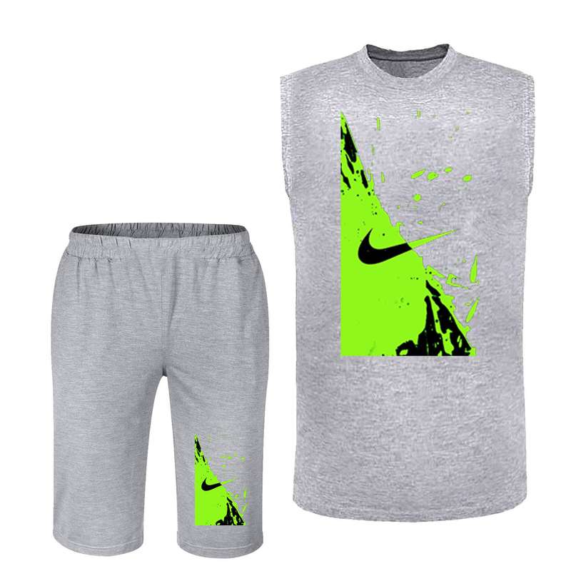 ست تاپ و شلوارک مردانه کد 28 رنگ طوسی