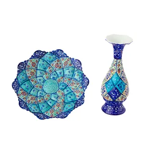 ست گلدان و بشقاب میناکاری مدل M14