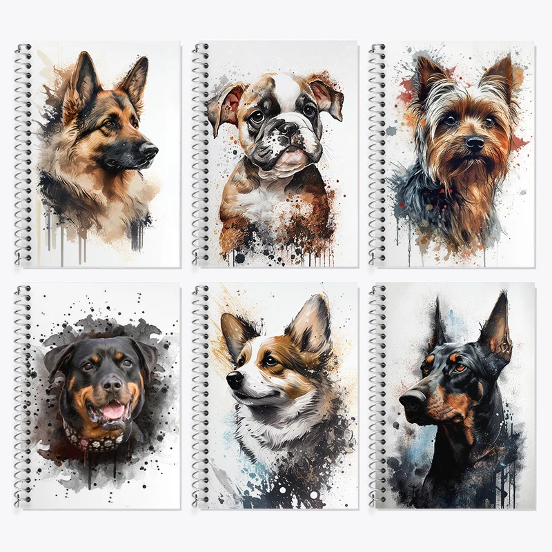 دفتر زبان 50 برگ خندالو مدل دو خط طرح سگ (Dog) کد 480 مجموعه 6 عددی