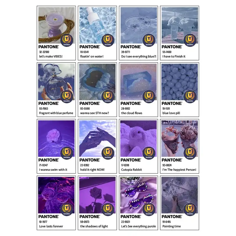 استیکر کالامیکس مدل پنتون طرح purpleblue aesthetic مجموعه 16 عددی