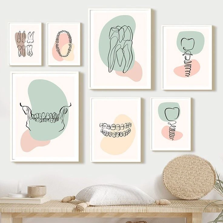 تابلو نقاشی اکریلیک طرح دندانپزشکی کد 005 مجموعه 7 عددی