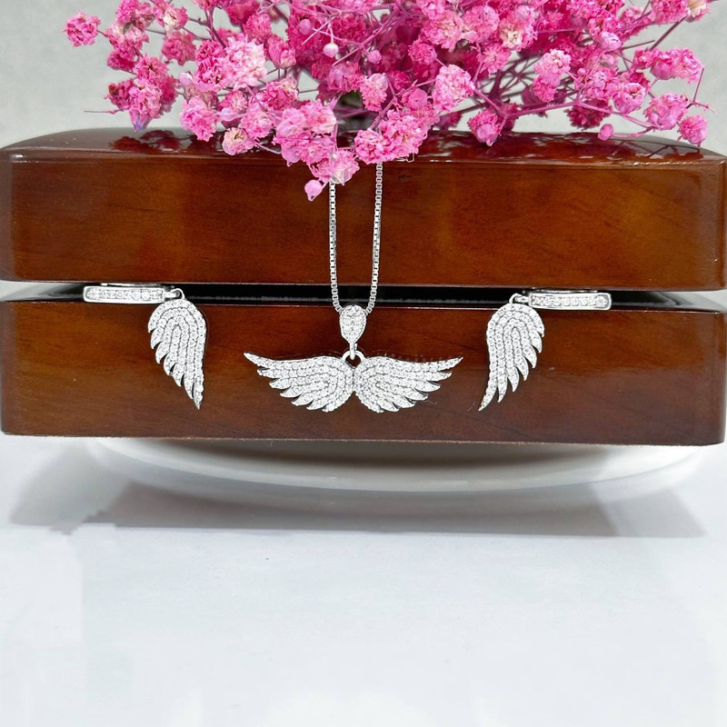 نیم ست نقره زنانه مدل بال فرشته Barf1