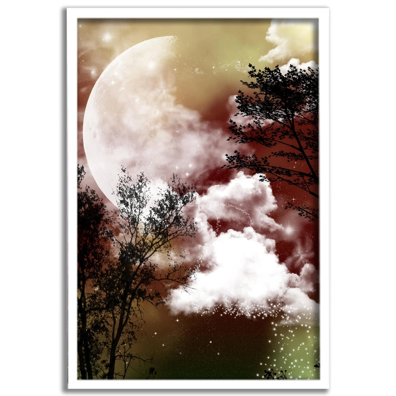 تابلو نوری بکلیت طرح ماه و آسمان مدل لایت باکس W-s5