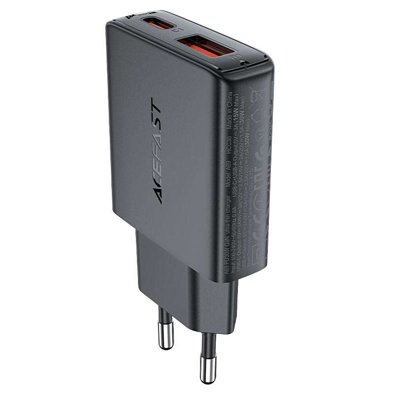 شارژر دیواری 30 وات دو پورت ایس فست مدل A69 شارژر دیواری 30 وات دو پورت ایس فست مدل A69