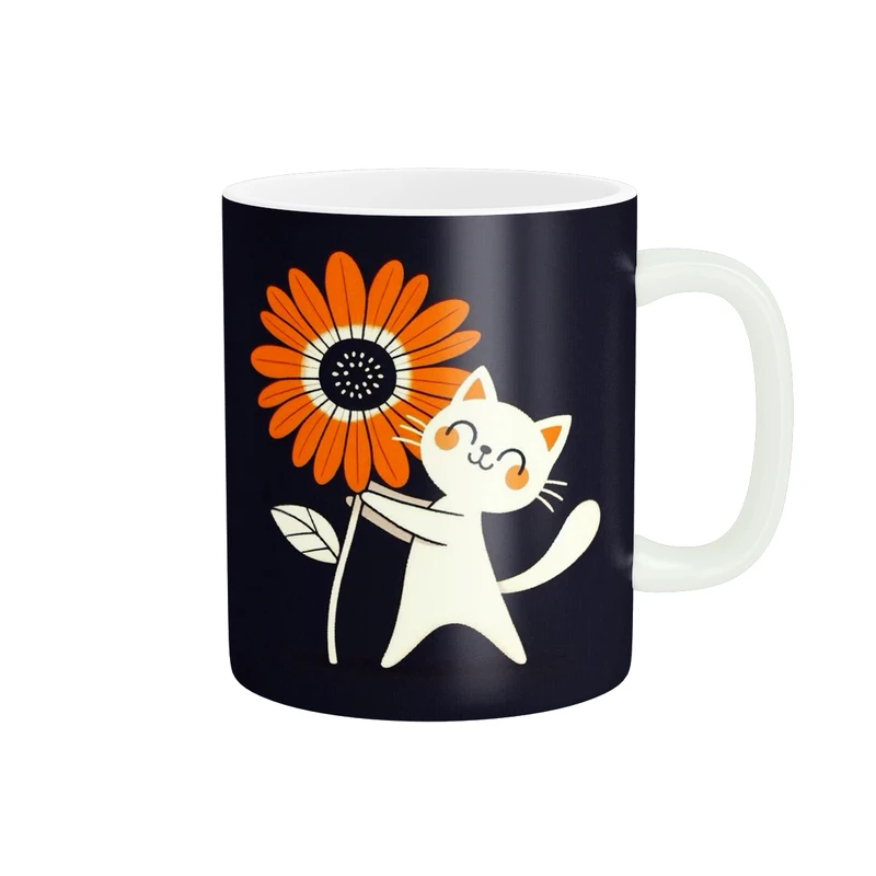 ماگ پاد آفرین طرح گربه وگل کد 2713