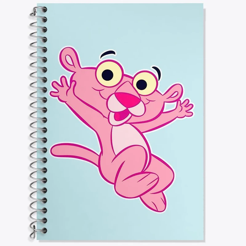 دفتر زبان 50 برگ خندالو مدل سه خط طرح پلنگ صورتی Pink Panther کد 1400