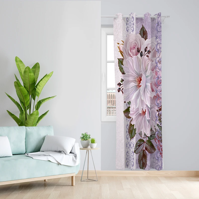  پرده طرح گل مدل مخمل پانچی کد L 1132R Z سایز 140x200 سانتی متر