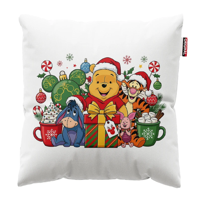 کوسن پاد آفرین مدل کریسمس طرح وینی پو کد PK402616 سایز 40*40 سانتی متر 