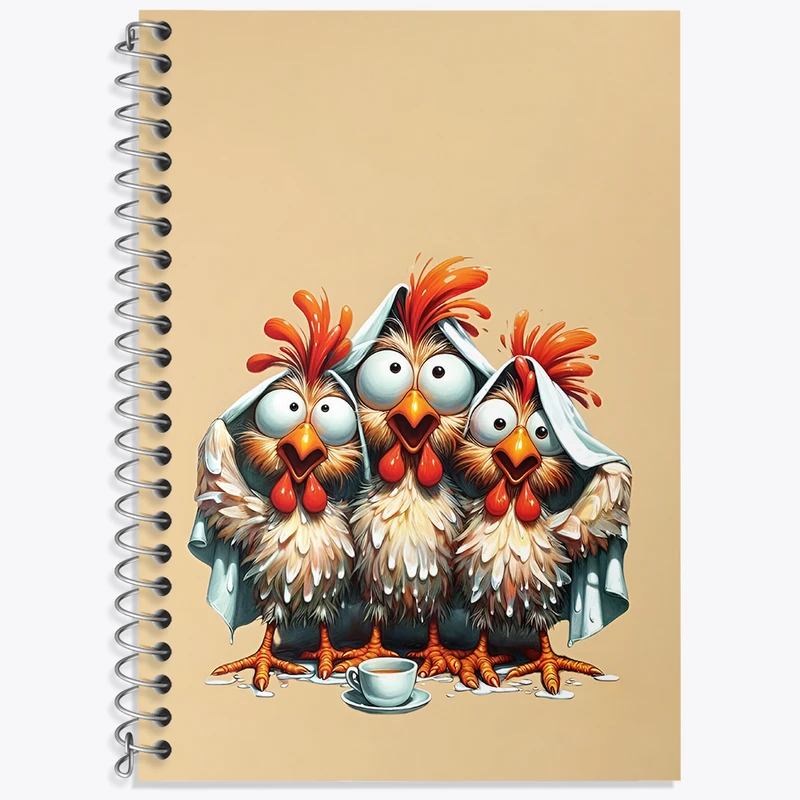 دفتر زبان 50 برگ خندالو مدل سه خط طرح خروس های بامزه کد N5526