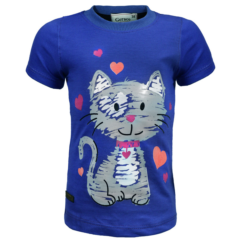 ست تی شرت و شلوار دخترانه مدل kind cat رنگ آبی