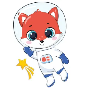 استیکر دیواری کودک جیک جیک مدل روباه فضانورد کد T53