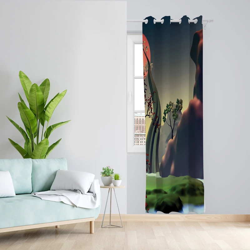 پرده طرح کوه مدل مخمل پانچی کد 2527 z سایز 140x200 سانتی متر